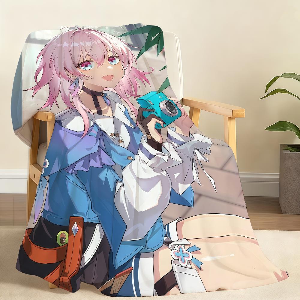 Горячая игра Honkai Star March 7th Плед Мягкий плед для дома Спальни Кровати Дивана Пикника Путешествия Офиса Покрывало Подарок