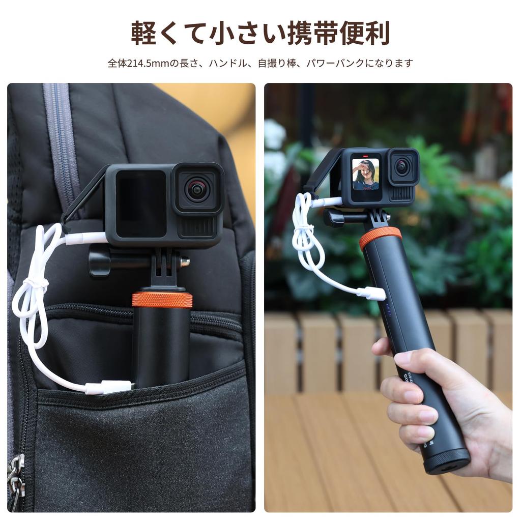 VRIG Рукоятка-зарядка для камеры 10000 мАч Совместима с GoPro DJI Osmo Action 5 AKASO Brave Insta360 Ace Pro iPhone Android Рукоятка, Батарея,