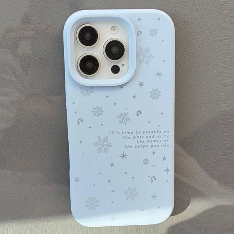 Ins Winter Snowflake Liquid Silicone Phone Case For iPhone 17 16 15 14 13 12 11 Pro Max Plus Air Camera Control Button Cover