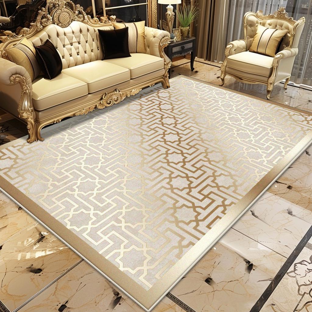 Golden Luxury Carpet for Living Room Large Area Decoration Home Sofa Antiskid Rugs Bedroom Lounge Coffee Tables Soft Floor Mats