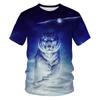 Summer Men's T-shirt 3D Print Tees Tiger Lion Loose Round Neck Short Sleeve Tops Men Clothing