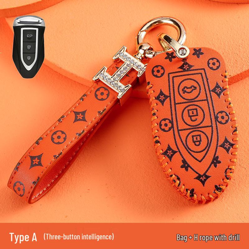Women's High-End Cheetah CS10/CS9 Car Key Case - Classic Old Flower Design