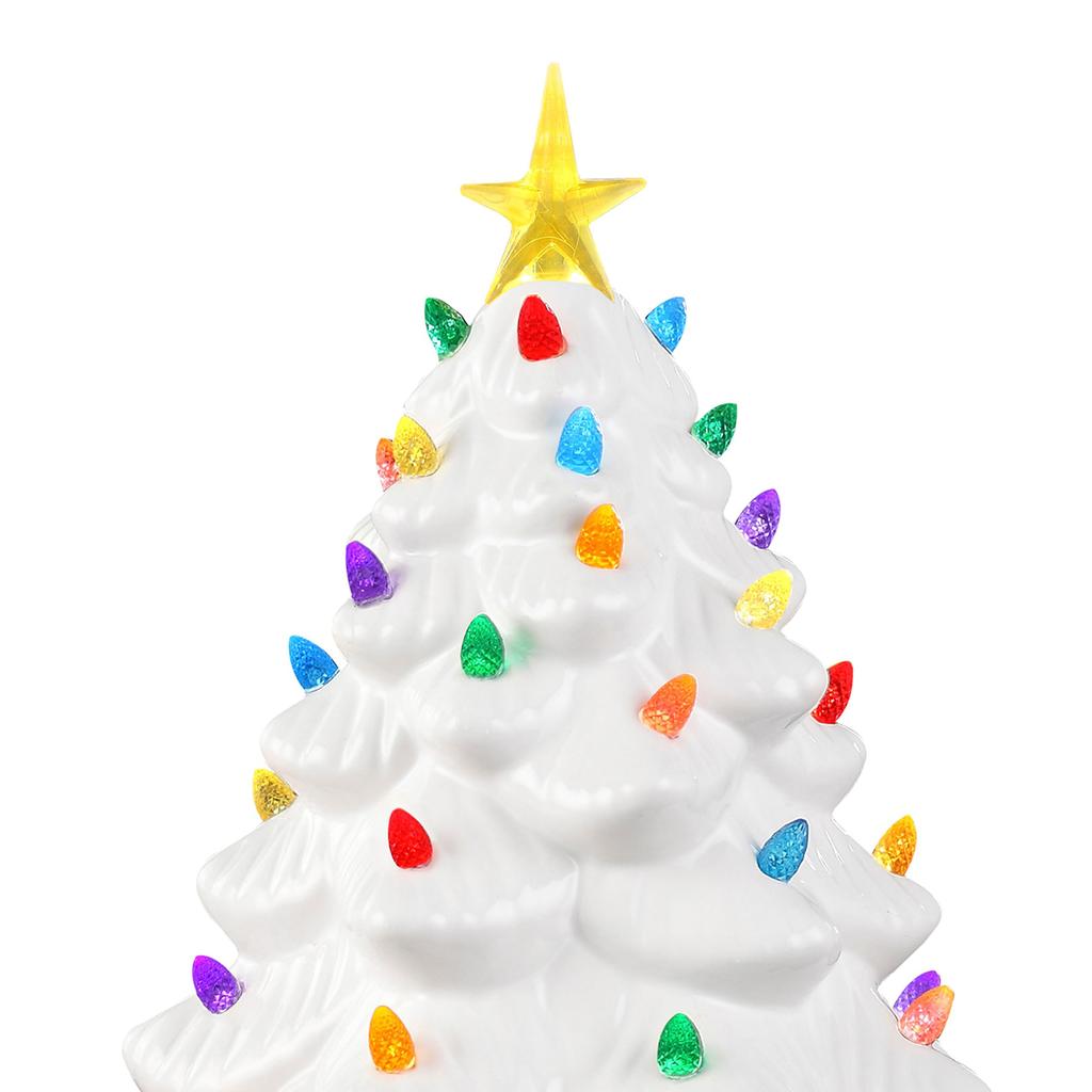 20cm LED Christmas Tree Ornaments Resin Tabletop Christmas Decorations with Multicolored Lights