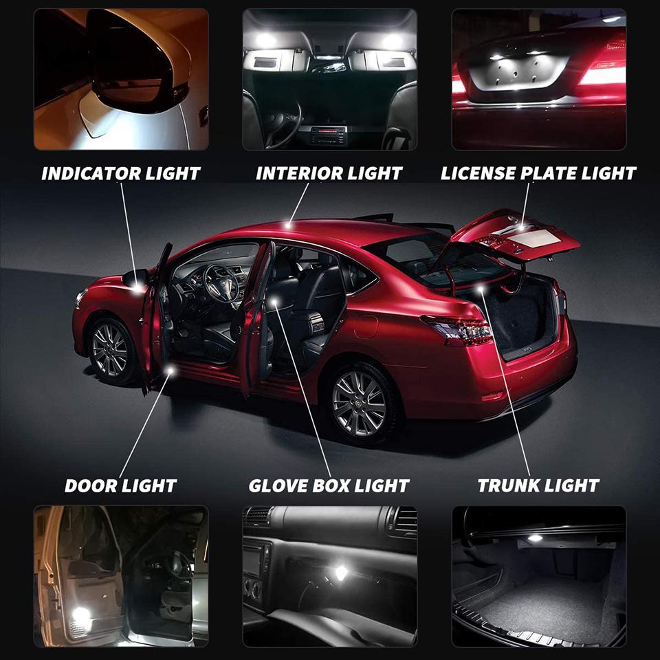 10x High Quality Led T10 W5W Sapphire Cob Car Light Original Auto License Plate Motor Wedge Door Reading Trunk Lamp Bulb 12V
