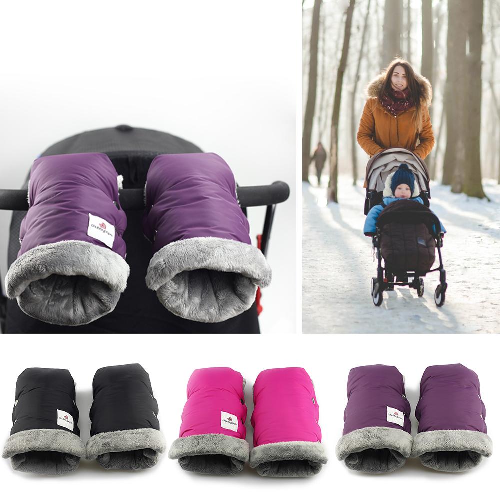 Pushchair Thermal Gloves Waterproof Stroller Muff Gloves Windproof Nylon Pram Hand Muff Thickened Stroller Accessories