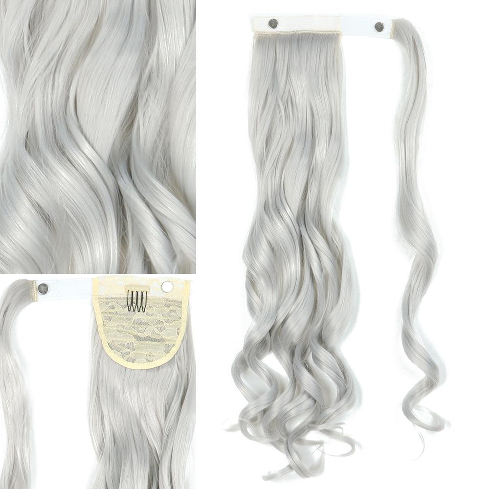 LISI HAIR Синтетические 22-дюймовые длинные волнистые заколки в хвосте для наращивания волос, блондинка, черный натуральный кусок волос