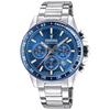 Timeless Chronograph Stainless Steel Blue Dial Quartz F20560-3 100M Men's Watch