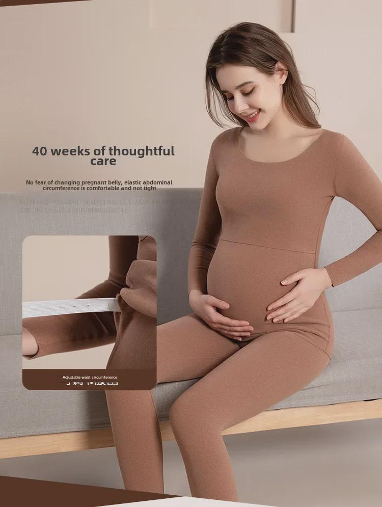 Термобелье для беременных и кормящих мам: Одежда из бархата больших размеров для послеродового периода и кормления на осень/зиму