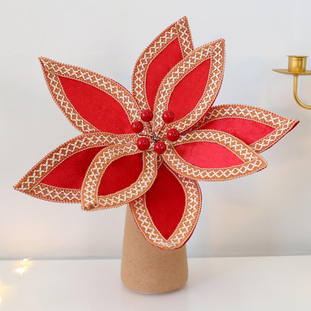 Фланелевые Рождественские Цветы Черенки DIY Рождественские Украшения Аксессуары для Рождественской Елки Искусственные Цветы