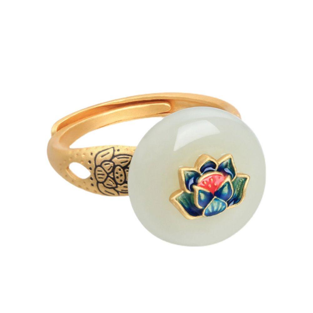 fashion Party Jewelry For Girl Trendy Adjustable Chinese Style Ring Lotus Ancient Ring