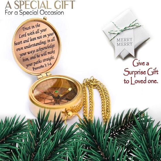 Доверься Господу всем сердцем твоим, пословицы, цитаты, гравированный компас с деревянной коробкой, подарки на выпускной для женщин, мужчин и мальчиков