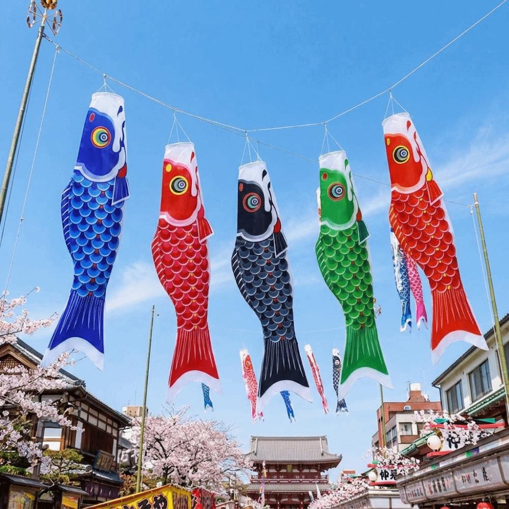 Cartoon Japanese Carp Windsock 40/70/100cm Carp Shape Flags Fashion Carp Spray Windsock  Festival
