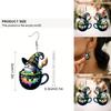 Halloween Themed Tea Cup Wizard Pattern Women Acrylic Earrings For Holiday Party Decor