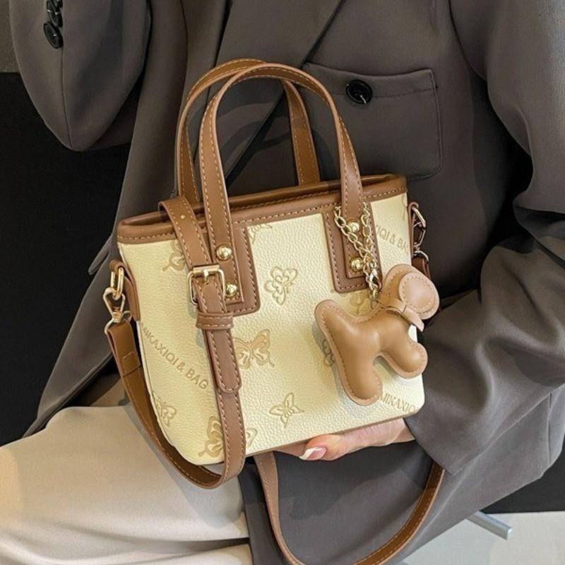 Ielgy Embossed Butterfly Portable Tote Bag Korean Version Fashion One-Shoulder Messenger Bag Bucket