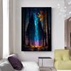 Fantasy Magic Midnight Painting Canvas Print Wall Art Poster Dreamy Forest Starry Picture for Living Room Home Decor Cuadros