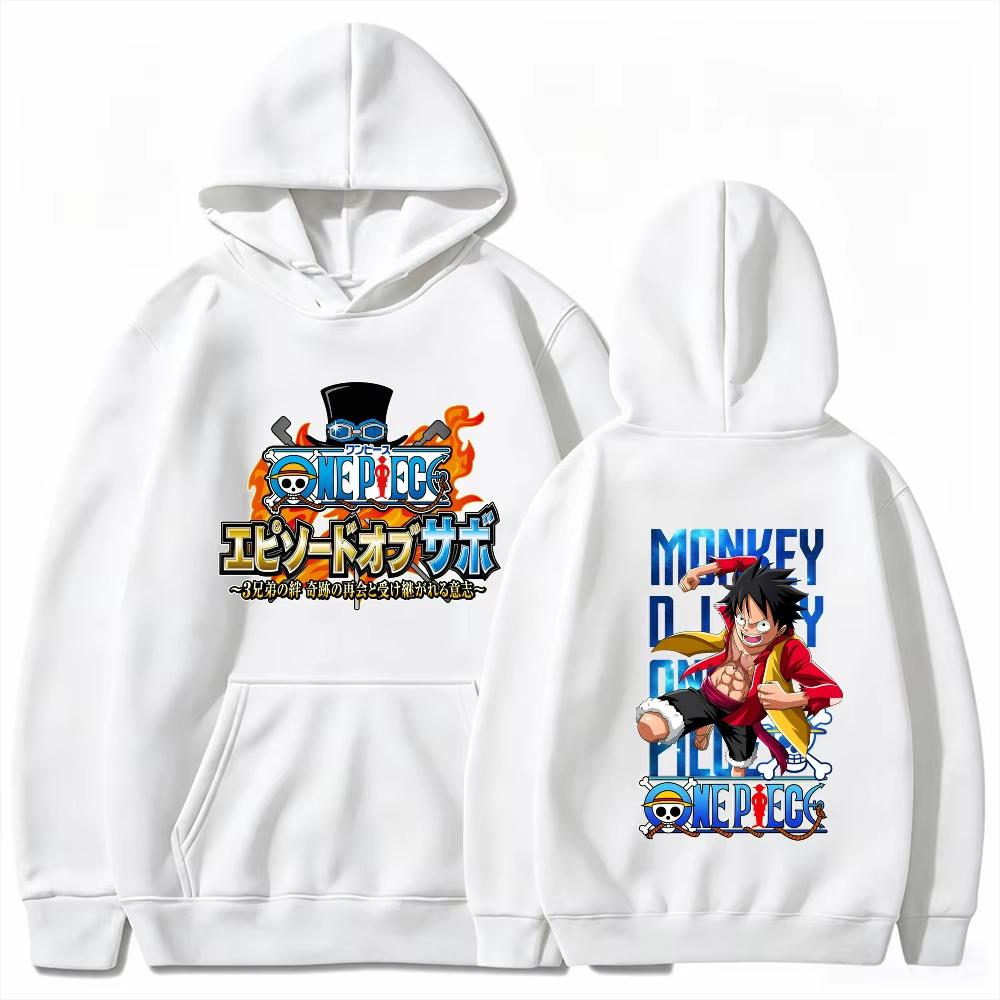 One Piece Men's Hoodie Monkey D Luffy Print Sweatshirt High Quality Fleece Pullover Warm Street Style Autumn Winter Top