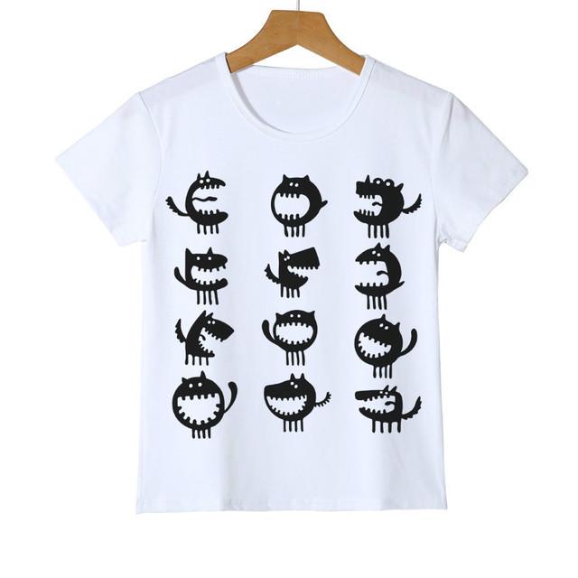 Летняя детская футболка с принтом животных и кошек, футболка с короткими рукавами для мальчиков, топы для девочек, футболка для подростков, детская одежда