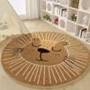 Lion Pattern Carpets for Living Room Fluffy Soft Children Mat Thick Plush Bedside Rug Cartoon Style Bedroom Decor Round Carpet