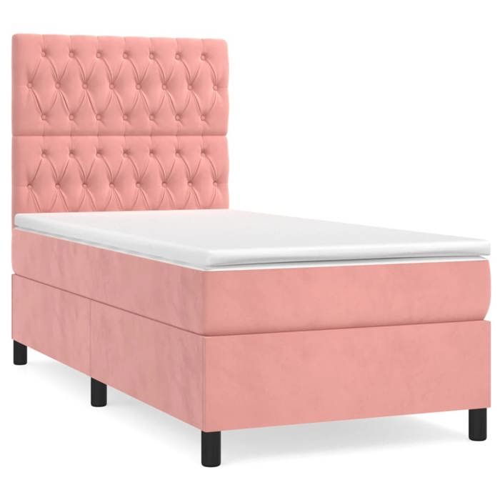 Maison Exclusive - Sommier à lattes de lit avec matelas Rose 90x190 cm Velours