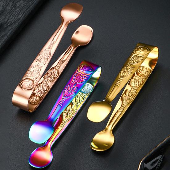 Зажим для кубиков льда из нержавеющей стали, нержавеющий, яркий цвет, удобная ручка, круглая головка, сахар, еда, барбекю, щипцы для выпечки, кухонный инструмент