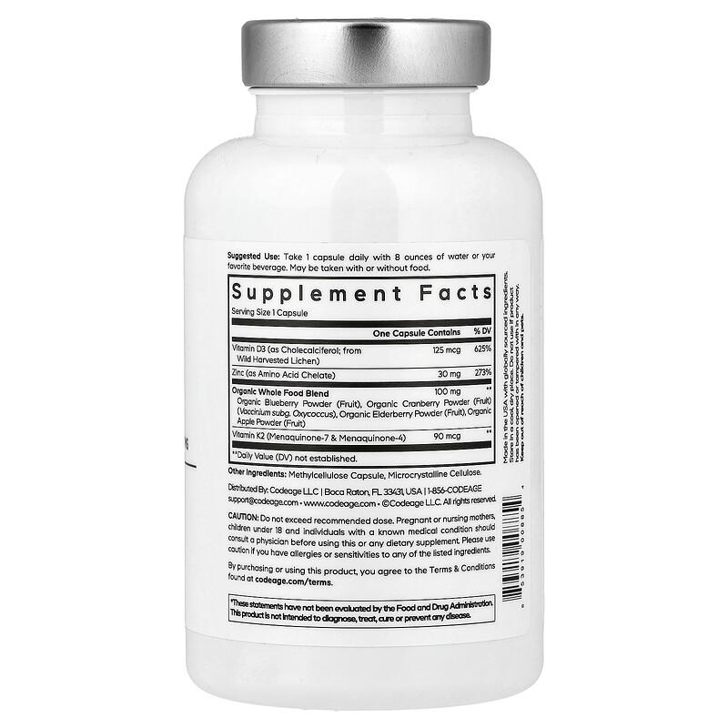 Amen, Vitamin D, K2 & Zinc, 60 Vegetable Capsules