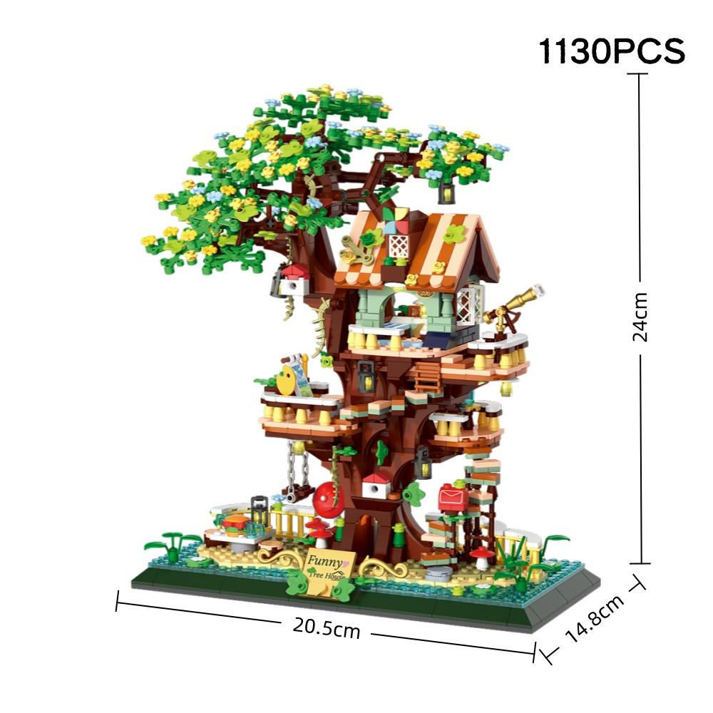 1130 шт. Креативные строительные блоки «Домик на дереве сакуры», Вид города, Архитектурная модель, Микрокирпичики, Подарок, Игрушка для ребенка, девочки, взрослого