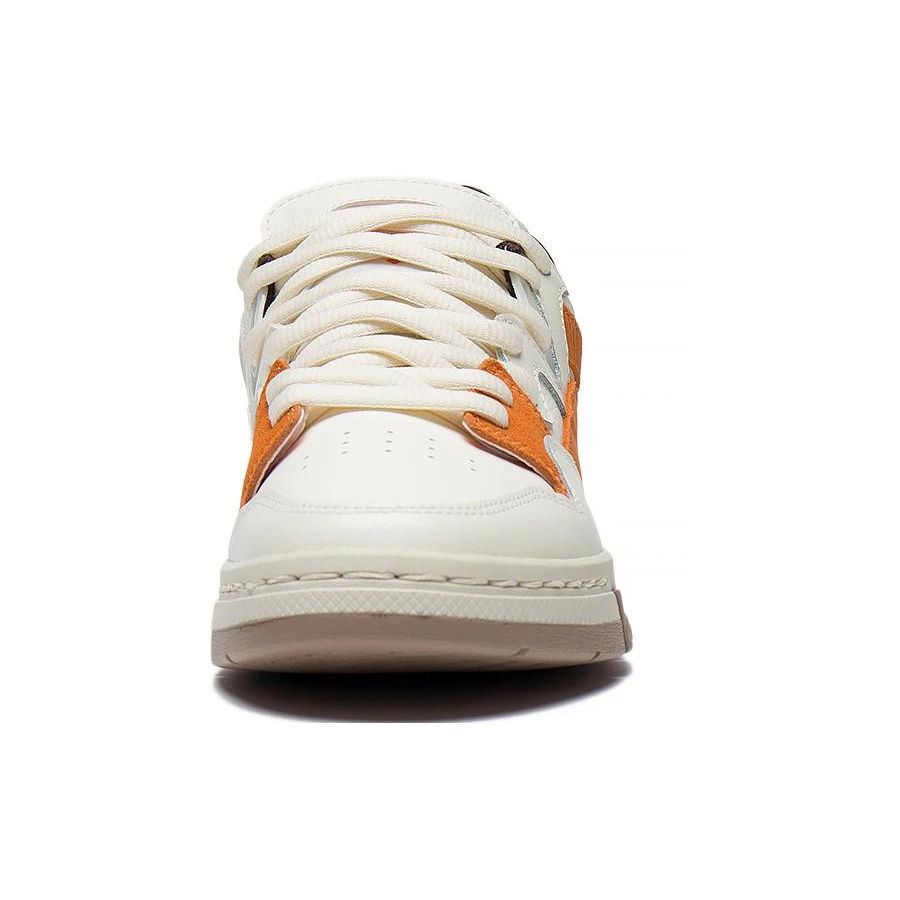 Li Ning Wei Wu Pro Fabric Synthetic Leather Non-Slip Wear-Resistant Low-Top Skate Shoes Women Sneakers White Orange AECT016-1