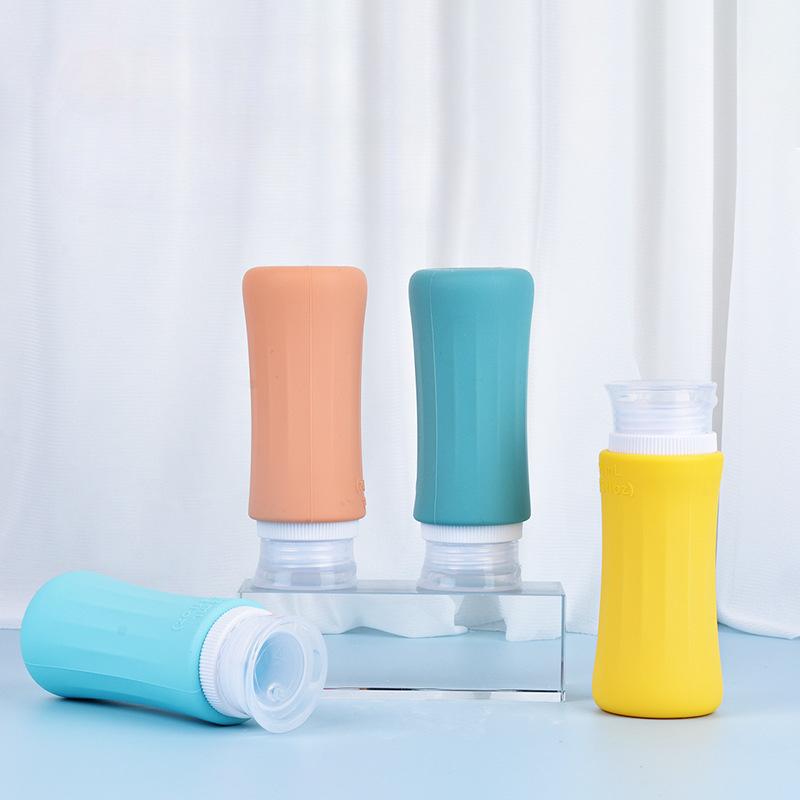 Vertical Stripes Silica Gel Packaging Bottle Inverted Reusable Cosmetic Empty Bottle 98ml Travel Storage Bottle Suit
