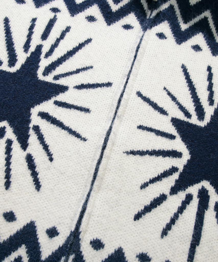 TRILLION Washable Wool Star Nordic Hooded Zip-Up Knit_Navy