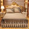 Роскошное зимнее покрывало в стиле юбки на кровать, толстое стеганое хлопковое покрывало в европейском стиле, золотое кружево, новый наматрасник