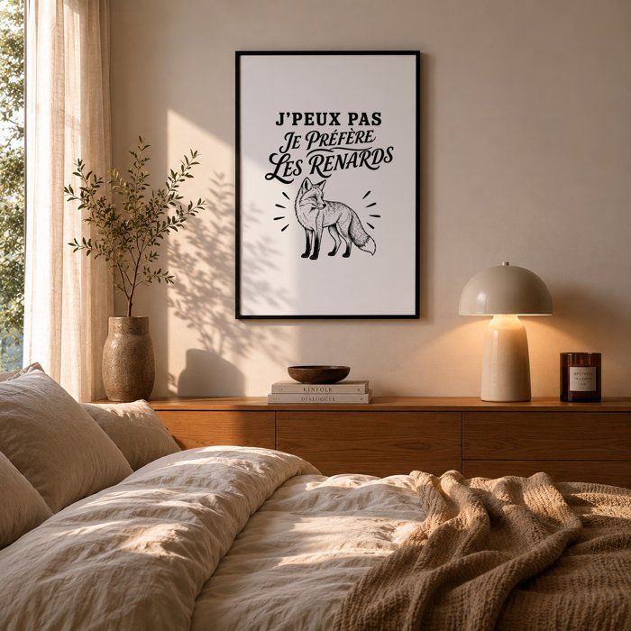Poster J’peux pas je préfère les Renards J'peux pas minimaliste | Affiche Papier Photo 310 g Finition Perlée Format Taille A2