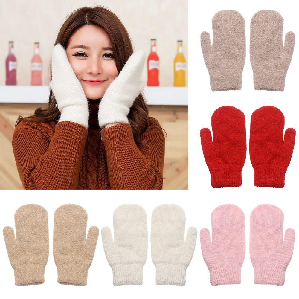Fashion Plush Soft Double Layer Rabbit Hair Mittens All Fingers Winter Gloves