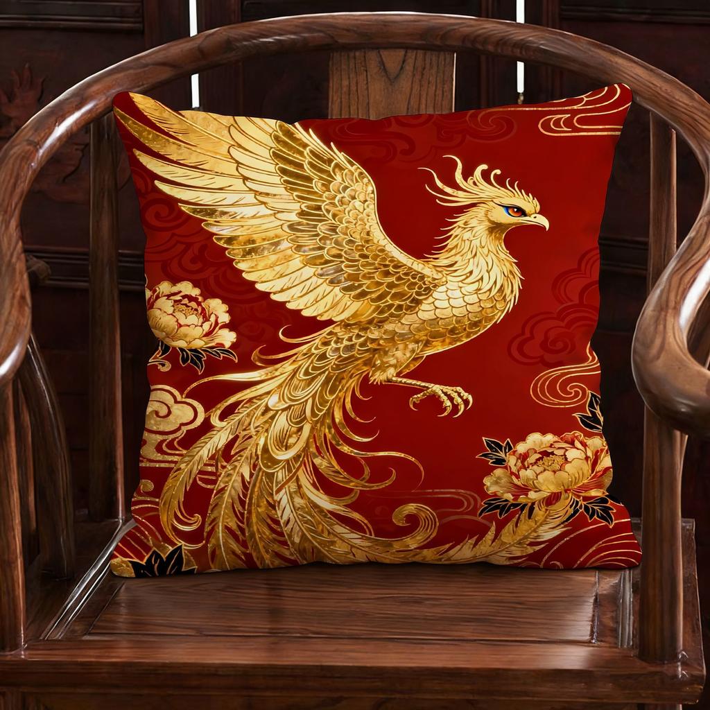 New Chinese Style Phoenix Pillow Living Room Sofa Decorative Piece Good Luck Bedroom Carriage Moving Gift Long Rectangle Plus...