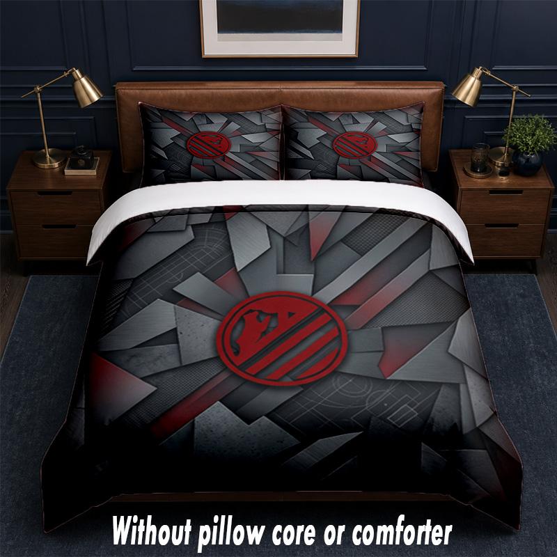Atletico Madrid Design Bed Bedding Set 1 Duvet Cover + 2 Pillowcases Soft Breathable Household Bed Linens