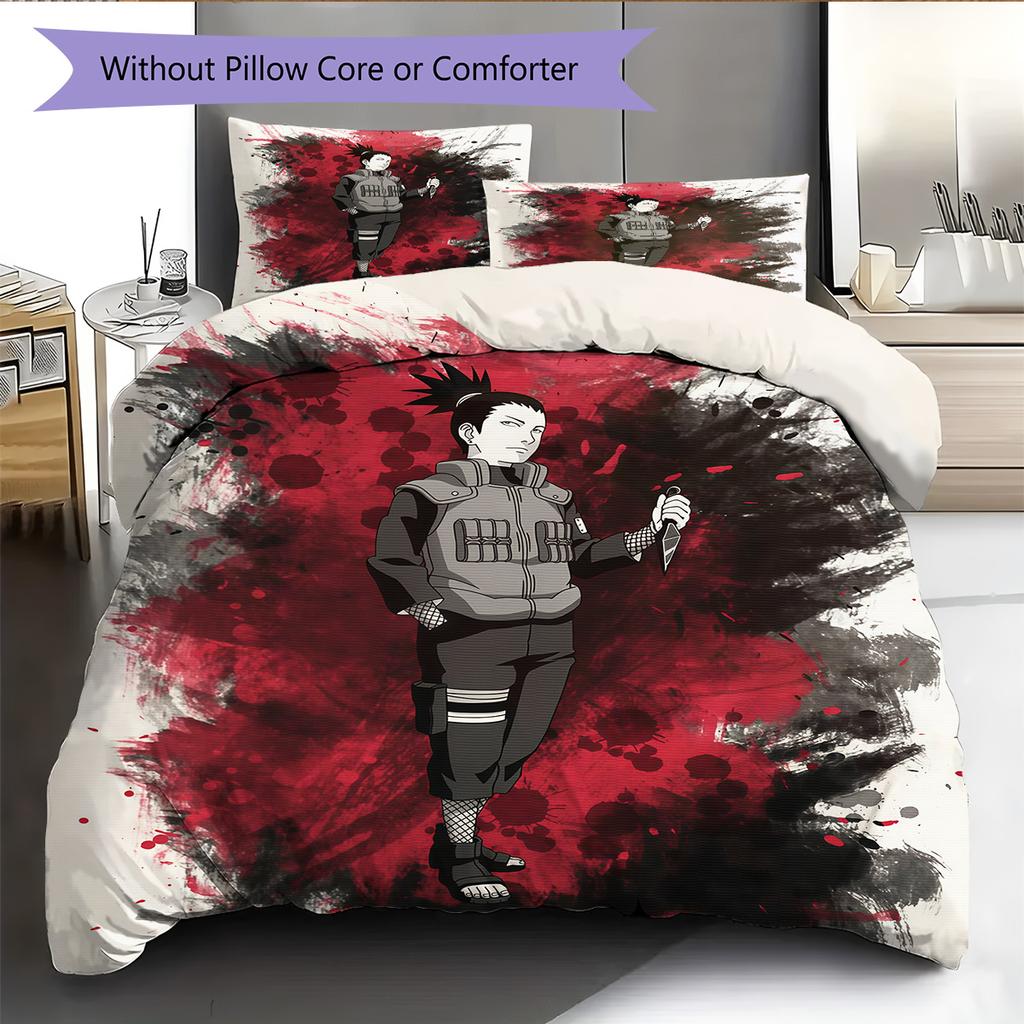 Shikamaru Nara Pattern Bedding Quilt Set Home Decoration Gift (1 * duvet cover + 2 * pillowcase without core)