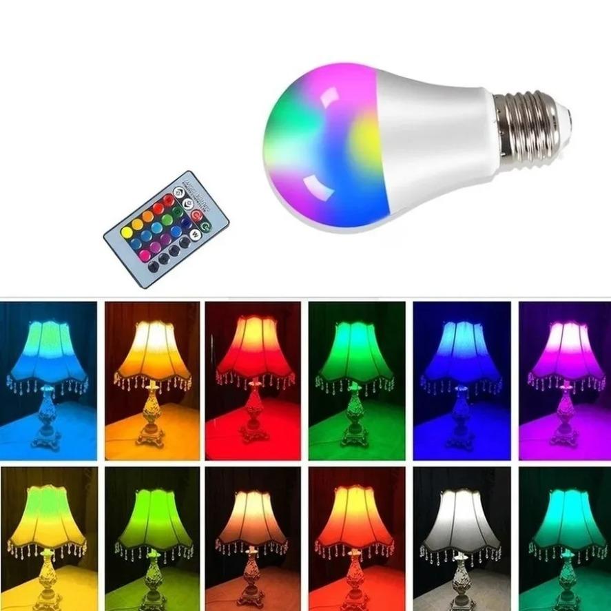 Светодиодная лампа RGB E27 4W 10W 15W AC85-265V с ИК-пультом ДУ, Умная светодиодная лампа RGBW для декора домашней атмосферы