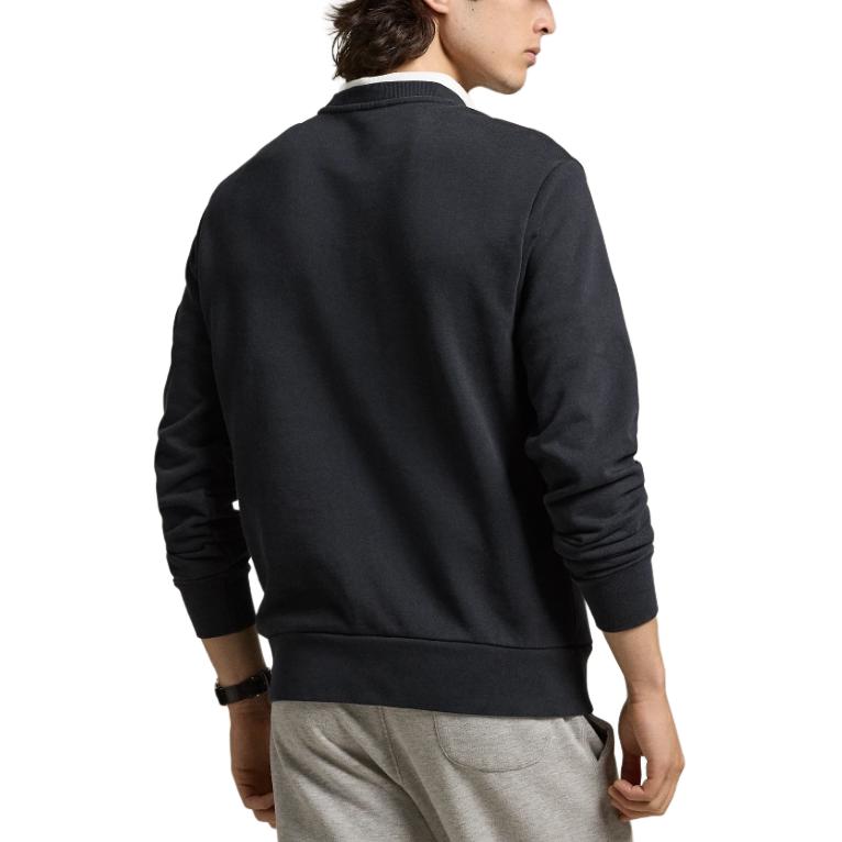 Polo Ralph Lauren FW24 Однотонный с вышивкой маленького пони Свитшот с круглым вырезом и длинными рукавами Мужской свитшот Черный MNPOKNI16823979-001