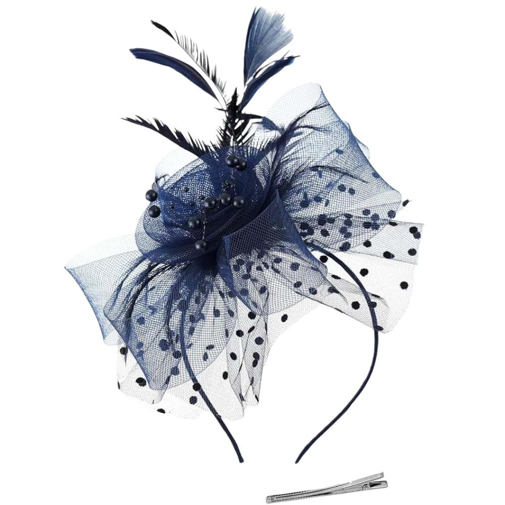 Цветок Сетка Перья Шляпка Фасинатор Обруч Заколка для волос Головной убор невесты Вечеринка Сетка Повязка для волос Свадьба
