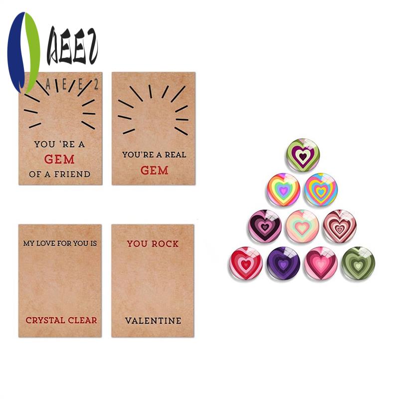 AEE2-Valentine's Day Greeting Card Handmade Greeting Cards Valentines Cards Set With Heart Shape Stones