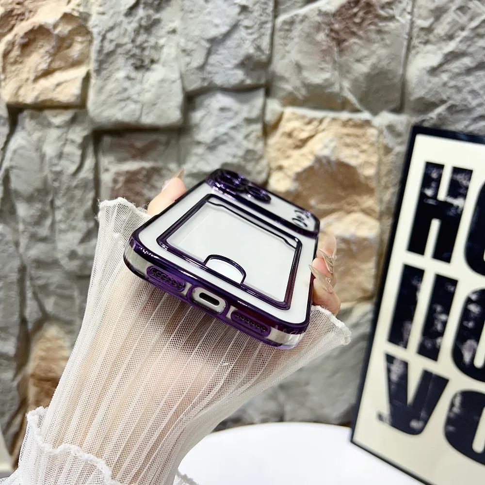 Fashion Card Holder Bag Case For iPhone 17 16 15 14 13 12 11 Pro Max 17 Air Clear Shockproof Slot Wallet Soft Plating Cover