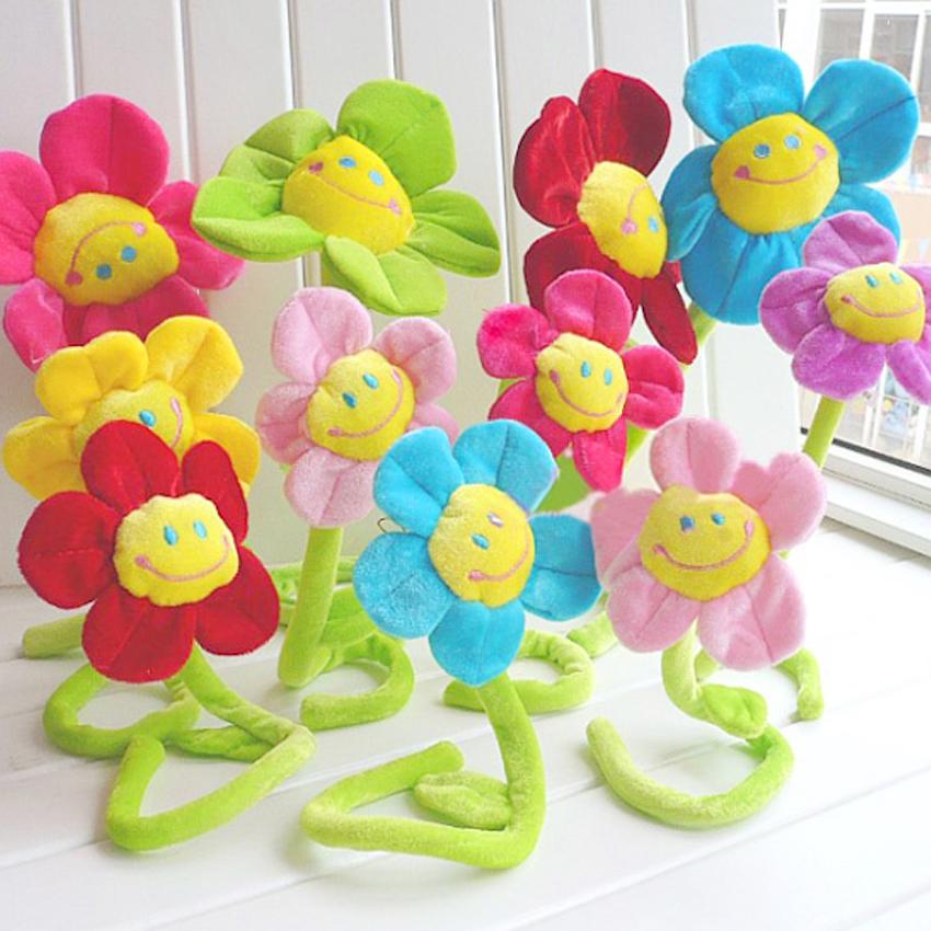 Cartoon Household Toys Multifunctional Smile Sunflowers Plush Plants Baby Bed Decoration Room Decoration Curtain Buckle Gift