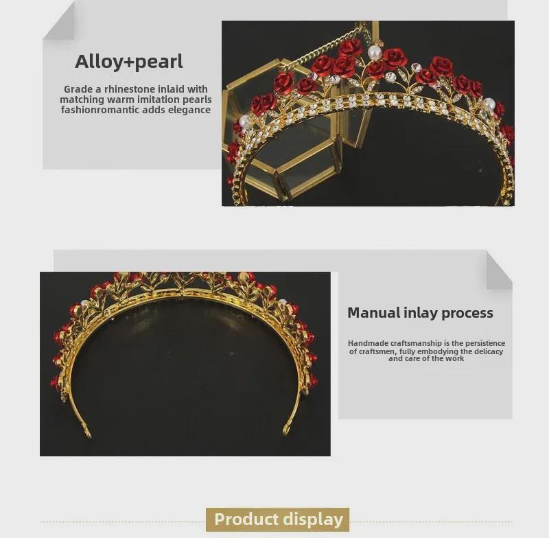 Красная роза свадебный венок на голову для свадьбы или дня рождения