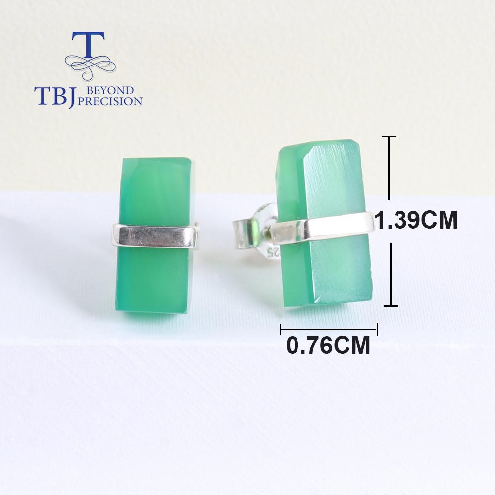 2023 New Unique Handmade Gemstone Earring Natural Green Agate Cute Designs 925 Sterling Silver for Girls Nice Gift