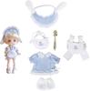HIGHAWK Obitsu 11 OB11 Doll Costume Set for 11cm Kimono Set Body, Toy, Maid, Nendoroid, 6-Piece (Blue)