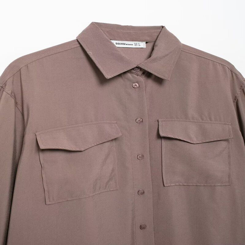 Fashion Style 2024 Fall and Winter New Women's Clothing Temperament Wild Loose Drape Long Sleeves Lapel Shirt 9101436