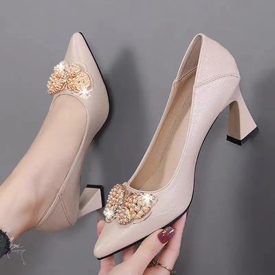 Модная офисная женская обувь на каблуке с острым носком, туфли-лодочки на высоком каблуке, квадратный массивный блочный каблук, мокасины, женский роскошный бренд Beau Today 39