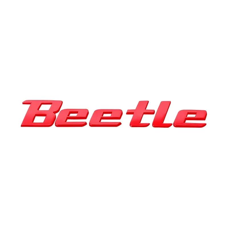 BNT1 3D Metal logo Sticker Beetle Emblem Badge Chrome Black Red Letter Decal For Volkswagen VW Beetle Rear Trunk Decor Accessories FY1