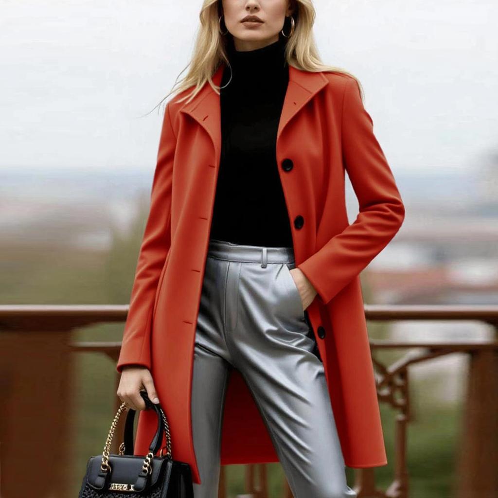 Женские пальто Однобортный тренч Модные А-силуэта Осенне-зимние куртки