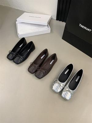 Сяосянфэн неглубокие туфли-лодочки детские женские туфли 2025 новые квадратный носок бант мягкая кожа туфли-мокасины вечерние туфли