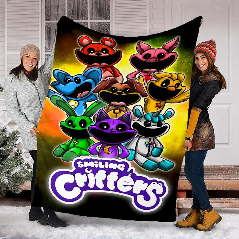 Smiling Critters printed throw blanket—lightweight,soft,warm;versatile blanket for all seasons—perfect as &air-conditioning throw,nap blanket